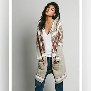 Free People Women's Brown Frosted Fairisle Cardigan large